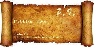 Pittler Ivor névjegykártya